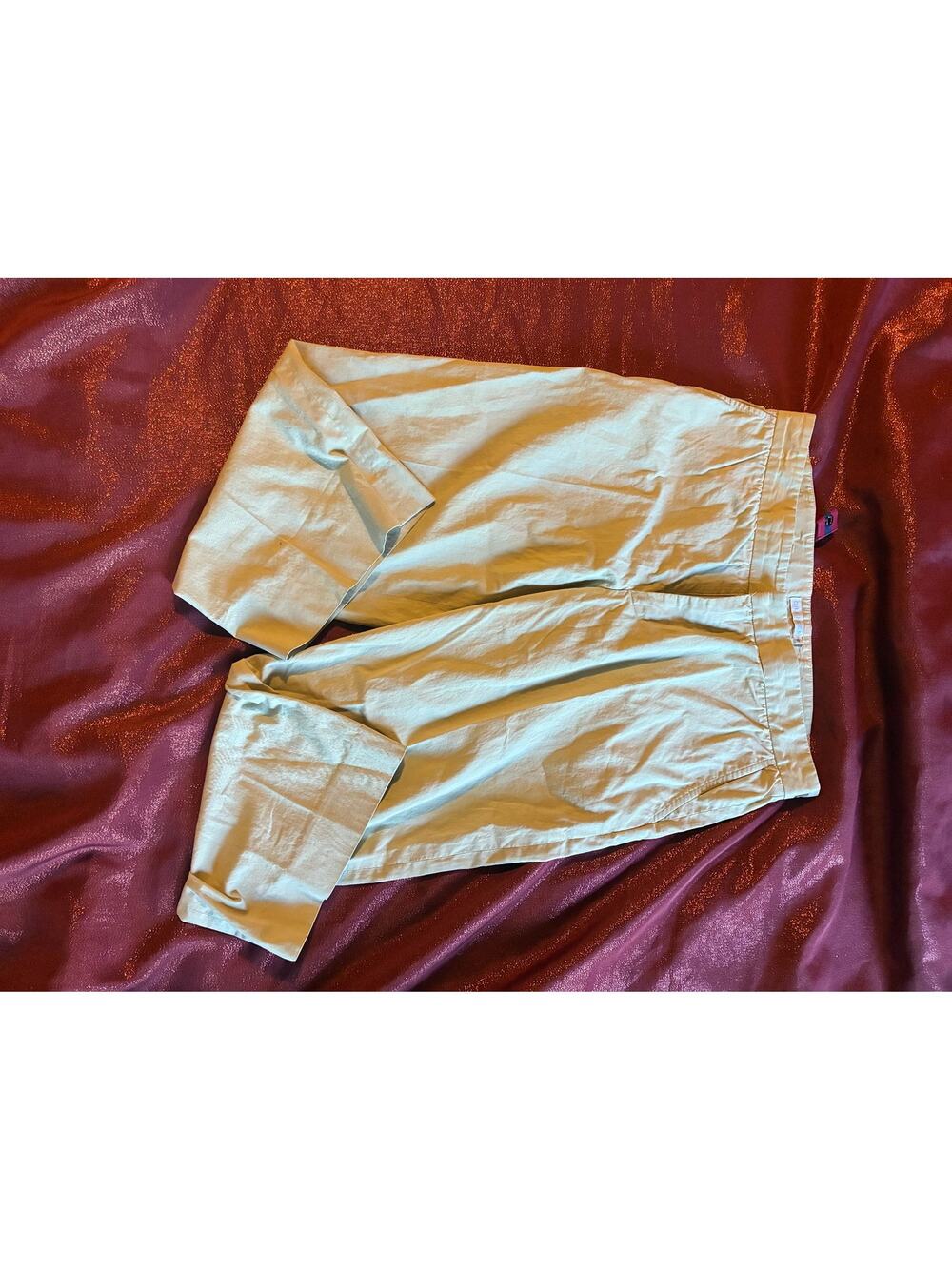 Chalken Pants Womens 10 Cropped Cuffed Khaki Cotton Blend Casual Ankle Capri